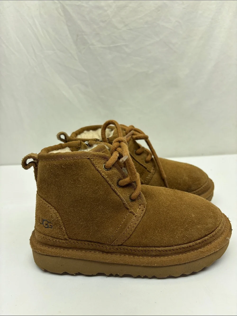 UGG Kids Brown Suede Lace-Up and zipper boots, SZ 11 for toddler boy, box 73